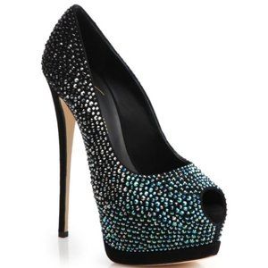 Giuseppe Zanotti Sharon Peep Toe Heels New Size 38 runs small (fit size US 7)